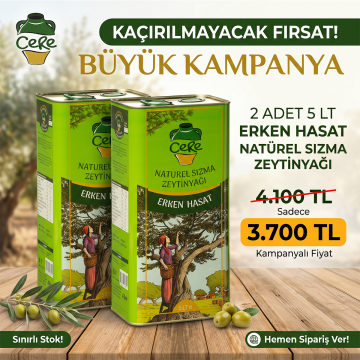 2 Adet Cere 5Lt Erken Hasat Naturel Sızma Zeytinyağı