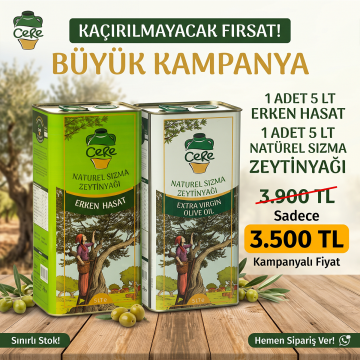 1 Adet Cere 5Lt Erken Hasat Naturel Sızma - 1 Adet Cere 5Lt Naturel Sızma Zeytinyağı
