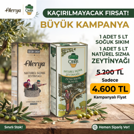 1 Adet Alerya 5 Lt Erken Hasat Naturel Sızma - 1 Adet Cere 5Lt Naturel Sızma Zeytinyağı