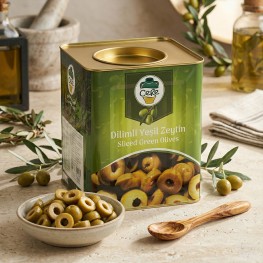 Cere Dilimli Yeşil Zeytin – 8 Kg Teneke