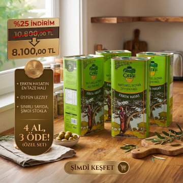 3 Adet Cere 5Lt Erken Hasat Naturel Sızma Zeytinyağı Alana 1 Adet Bedava